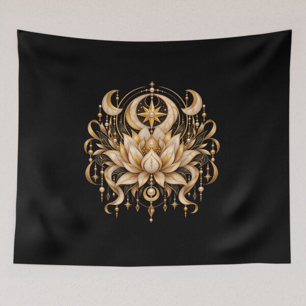 Item preview, Boho Celestial Sacred Gold Lotus Star Art designed and sold by BohoMysticArt.