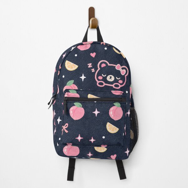 Item preview, Kawaii Sleepy Bear Pattern with Peaches and Lemons designed and sold by JapaneseWagaraStudio.
