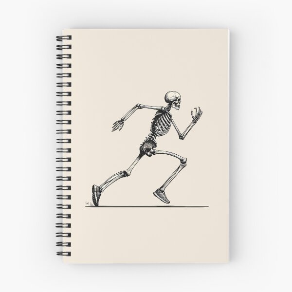 Item preview, Skeleton Running Marathon Runner Linocut Art designed and sold by Lady-K-.