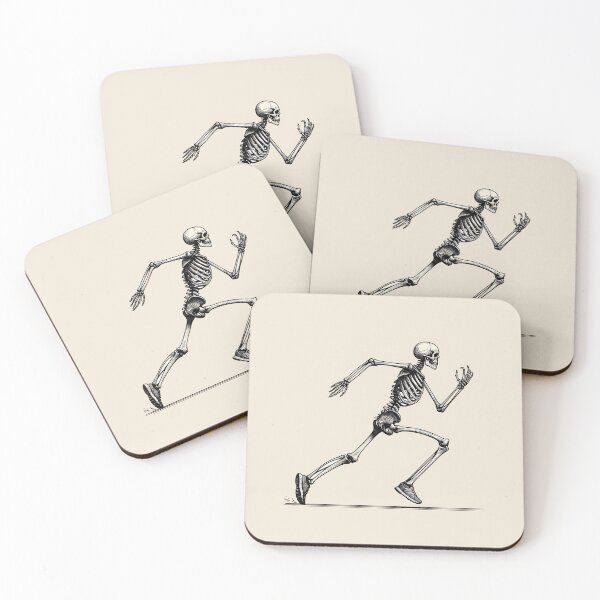 Item preview, Skeleton Running Marathon Runner Linocut Art designed and sold by Lady-K-.