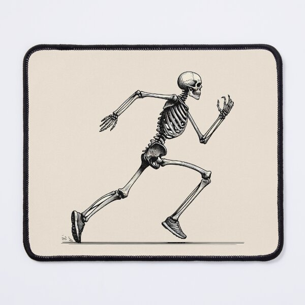 Item preview, Skeleton Running Marathon Runner Linocut Art designed and sold by Lady-K-.