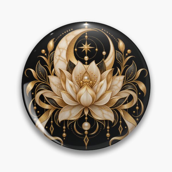 Item preview, Boho Celestial Sacred Gold Lotus Flower Art designed and sold by BohoMysticArt.