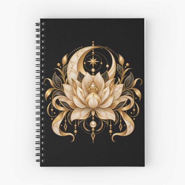 Item preview, Boho Celestial Sacred Gold Lotus Flower Art designed and sold by BohoMysticArt.