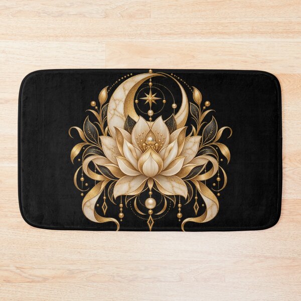Item preview, Boho Celestial Sacred Gold Lotus Flower Art designed and sold by BohoMysticArt.