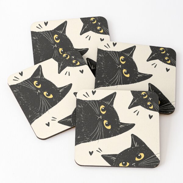 Item preview, Cute Black Cats Pattern – Adorable Black Kitty Cat Lover Art designed and sold by AbstractAuraArt.