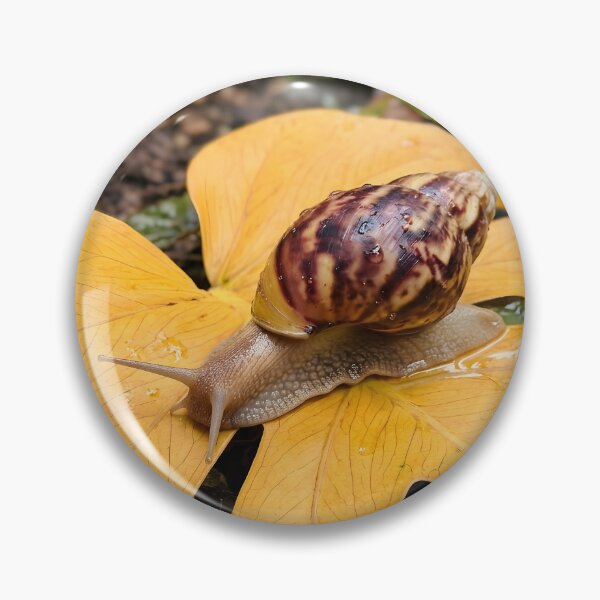 Item preview, Giant Garden Snail Crawling On Golden Monstera Leaf designed and sold by dandiboass.