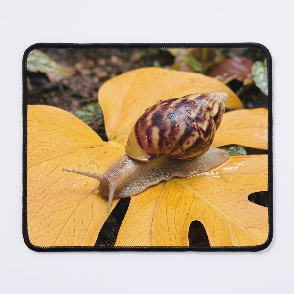Item preview, Giant Garden Snail Crawling On Golden Monstera Leaf designed and sold by dandiboass.
