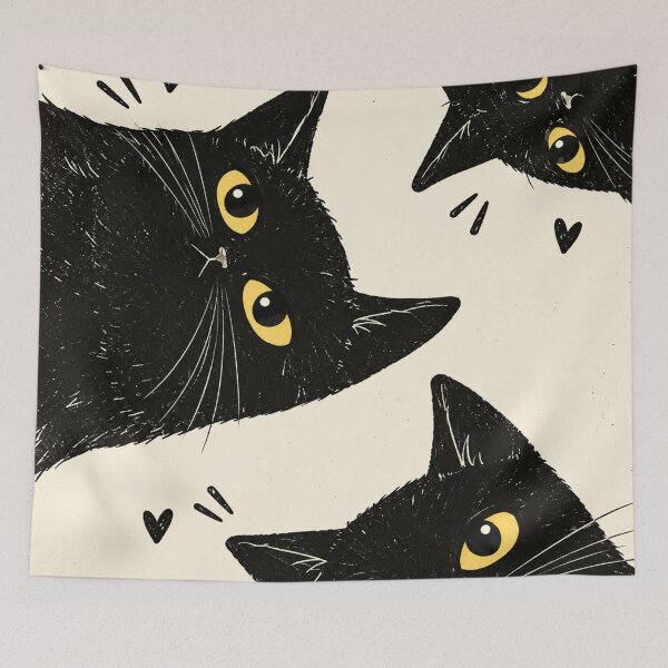 Item preview, Cute Black Cats Pattern – Adorable Black Kitty Cat Lover Art designed and sold by AbstractAuraArt.