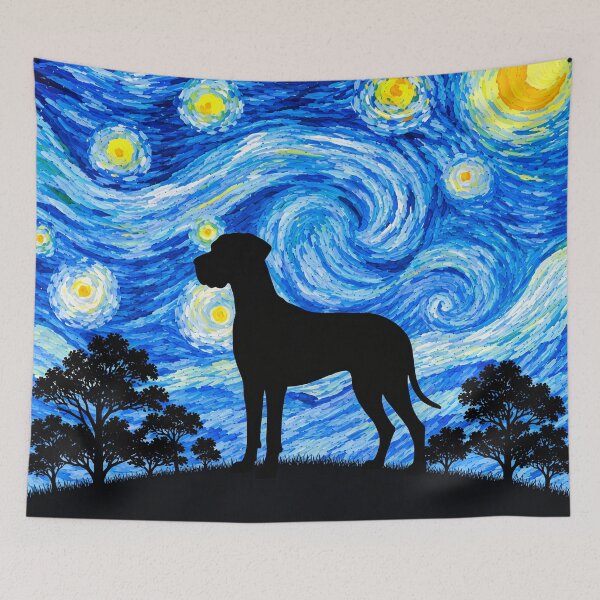 Item preview, Funny Great Dane Dog Starry Night Painting Moon Star Mom Dad Kids designed and sold by FurryHavenPH.