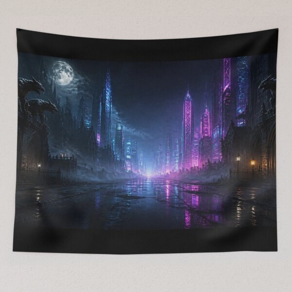 Item preview, Dark Synthwave Gothic Cyberpunk Street Horizon designed and sold by LazyDayzCo.