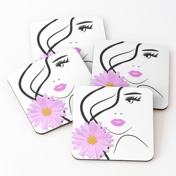 Item preview, Pretty Girl Face Pink Marguerite Flower White Black Shapes Mania designed and sold by Shapes-Mania.
