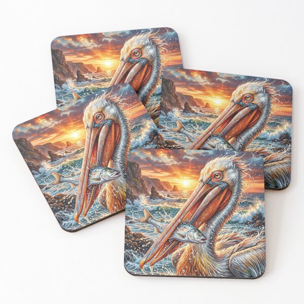 Item preview, Pelican Catching a Fish in Crashing Ocean Waves designed and sold by Lucid Dream Pixel.