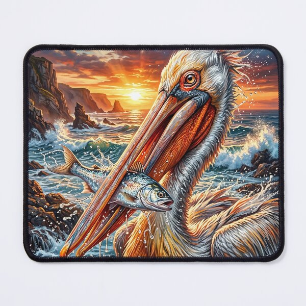 Item preview, Pelican Catching a Fish in Crashing Ocean Waves designed and sold by Lucid Dream Pixel.