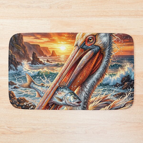 Item preview, Pelican Catching a Fish in Crashing Ocean Waves designed and sold by Lucid Dream Pixel.