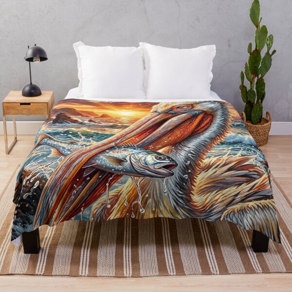 Item preview, Pelican Catching a Fish in Crashing Ocean Waves designed and sold by Lucid Dream Pixel.
