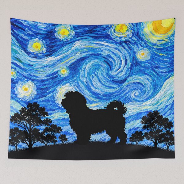Item preview, Funny Havanese Dog Starry Night Painting Moon Star Mom Dad Kids designed and sold by FurryHavenPH.