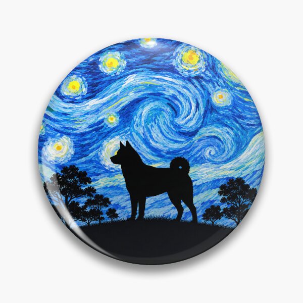 Item preview, Funny Huskita Dog Starry Night Painting Moon Star Mom Dad Kids designed and sold by FurryHavenPH.