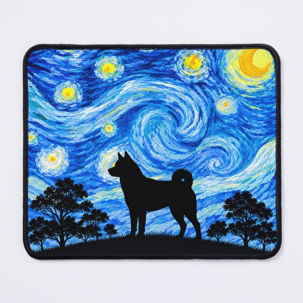 Item preview, Funny Huskita Dog Starry Night Painting Moon Star Mom Dad Kids designed and sold by FurryHavenPH.