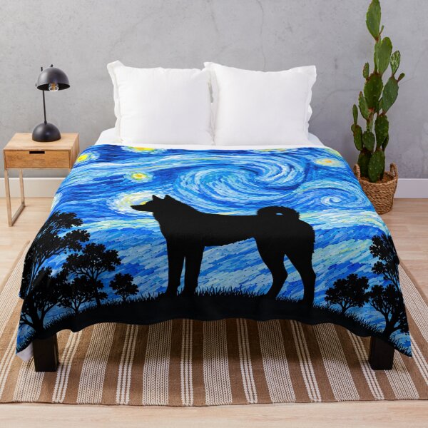 Item preview, Funny Huskita Dog Starry Night Painting Moon Star Mom Dad Kids designed and sold by FurryHavenPH.