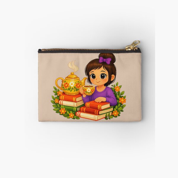 Item preview, Tea & Books Whimsical Girl Illustration designed and sold by Dew Drop Designs.
