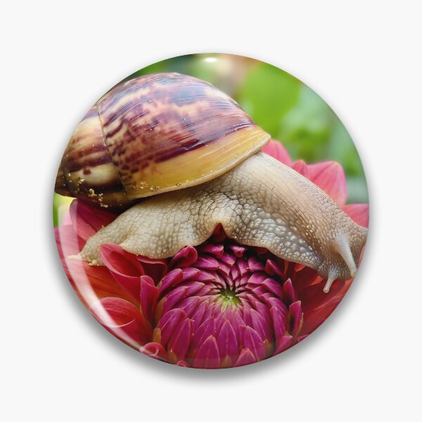 Item preview, Land Snail Resting On Vibrant Pink Dahlia Flower designed and sold by dandiboass.