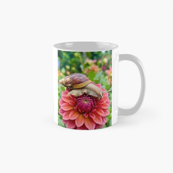 Item preview, Land Snail Resting On Vibrant Pink Dahlia Flower designed and sold by dandiboass.