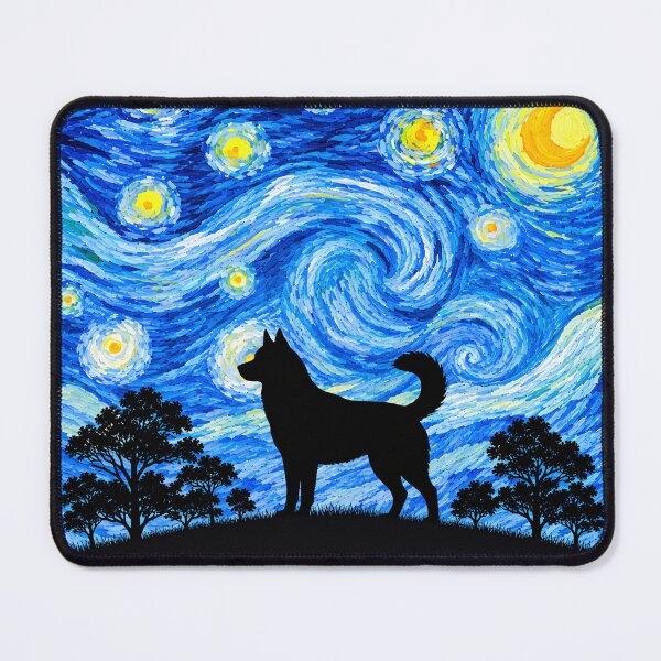 Item preview, Funny Husky Dog Starry Night Painting Moon Star Mom Dad Kids designed and sold by FurryHavenPH.
