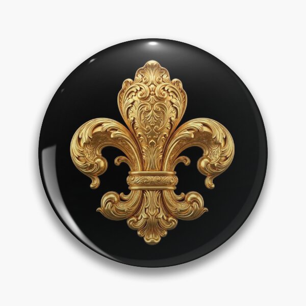 Item preview, Gold Baroque Fleur De Lis 3D Luxury Ornate Rococo Ornament Black Background designed and sold by ProjectNoah.