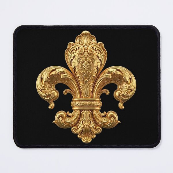 Item preview, Gold Baroque Fleur De Lis 3D Luxury Ornate Rococo Ornament Black Background designed and sold by ProjectNoah.