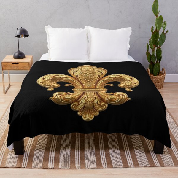 Item preview, Gold Baroque Fleur De Lis 3D Luxury Ornate Rococo Ornament Black Background designed and sold by ProjectNoah.