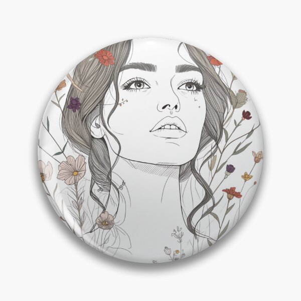 Item preview, Wildflower Woman Line Art designed and sold by catcurio.