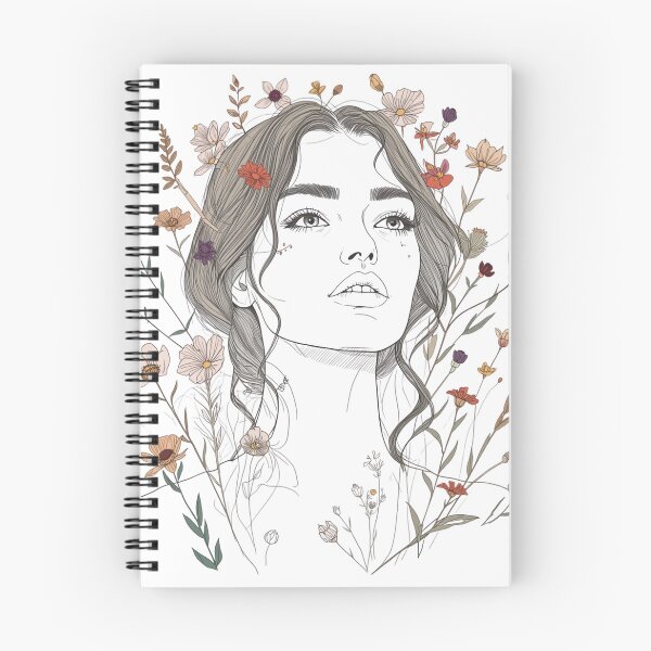 Item preview, Wildflower Woman Line Art designed and sold by catcurio.