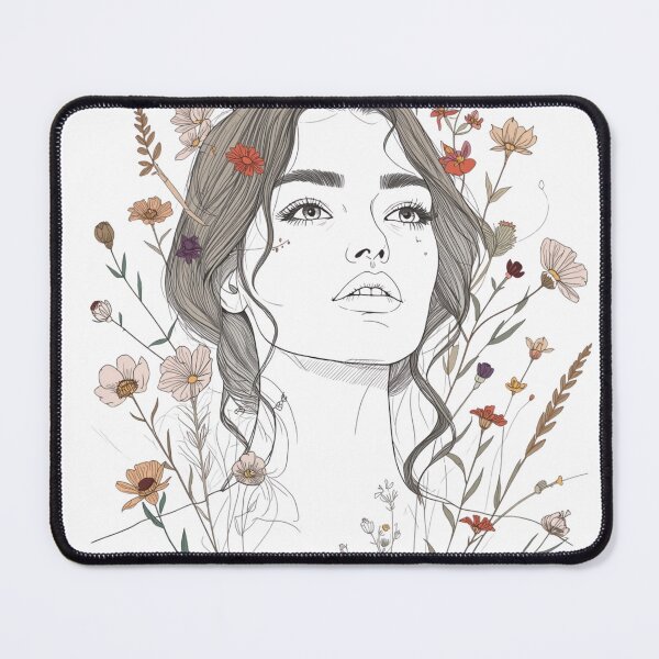 Item preview, Wildflower Woman Line Art designed and sold by catcurio.