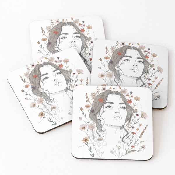 Item preview, Wildflower Woman Line Art designed and sold by catcurio.