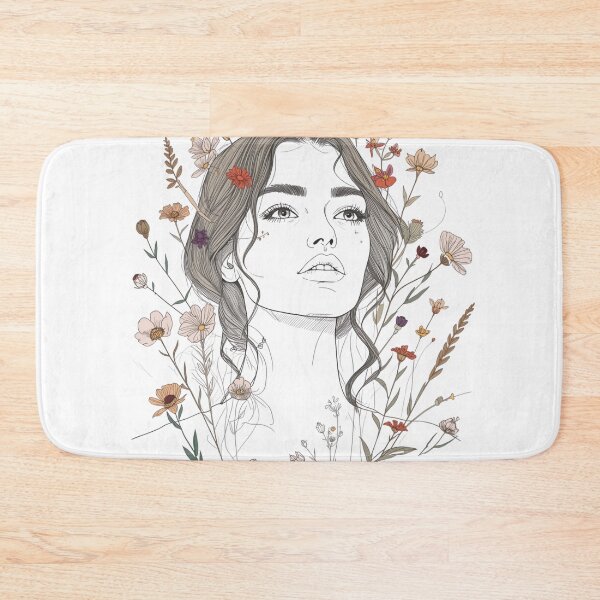 Item preview, Wildflower Woman Line Art designed and sold by catcurio.