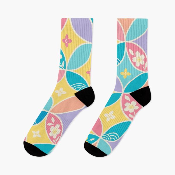 Item preview, Japanese Cherry Blossom Pattern with Colorful Circles designed and sold by JapaneseWagaraStudio.