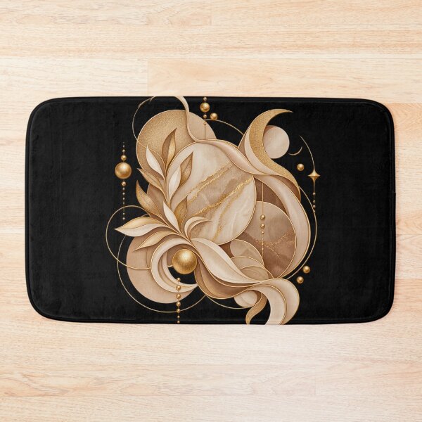 Item preview, Boho Celestial Abstract Crescent Moon and Gold Leaves Art designed and sold by BohoMysticArt.