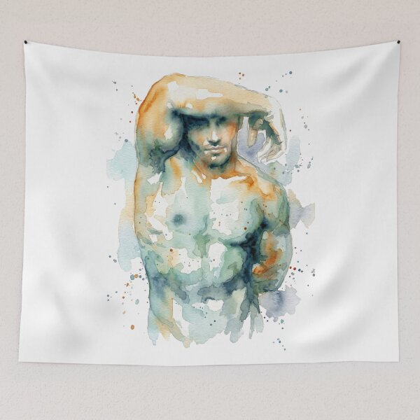 Item preview, Male Torso Study, Teal and Rust Orange designed and sold by caracatita75.