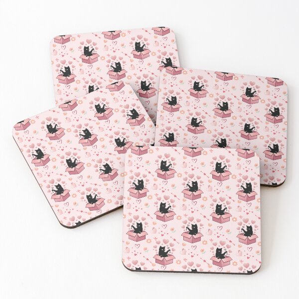 Item preview, Cute black cat in love key box pattern designed and sold by prapapon.