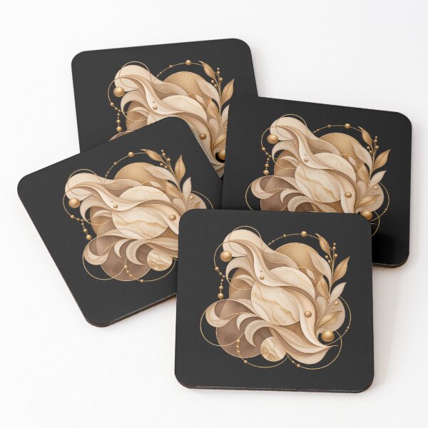 Item preview, Boho Celestial Abstract Gold Leaves and Waves Art designed and sold by BohoMysticArt.