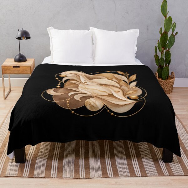 Item preview, Boho Celestial Abstract Gold Leaves and Waves Art designed and sold by BohoMysticArt.