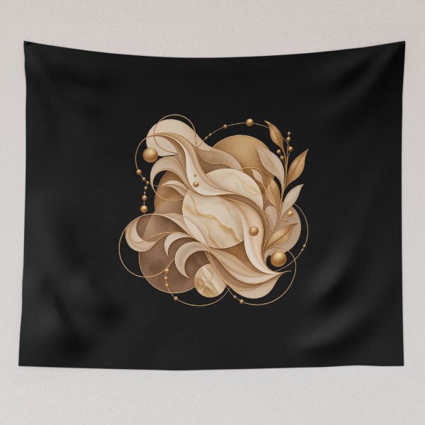 Item preview, Boho Celestial Abstract Gold Leaves and Waves Art designed and sold by BohoMysticArt.