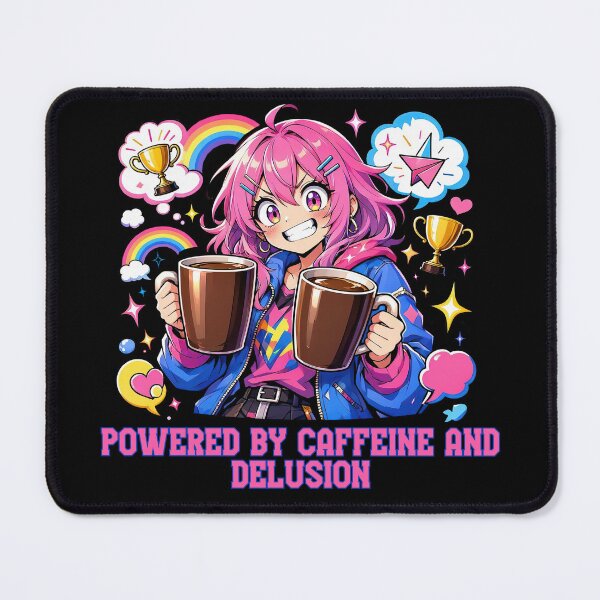 Item preview, Powered by caffeine and delusion, cute funnt motto designed and sold by katerynaS99.