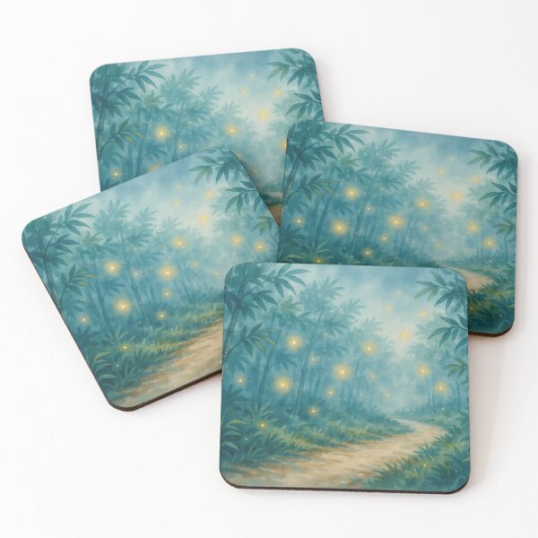 Item preview, Ghibli Style Watercolor Bamboo Forest Fireflies Pathway Illustration Vector designed and sold by Shutter-Dragon.