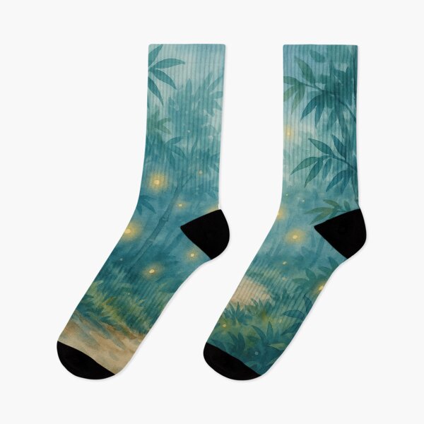 Item preview, Ghibli Style Watercolor Bamboo Forest Fireflies Pathway Illustration Vector designed and sold by Shutter-Dragon.