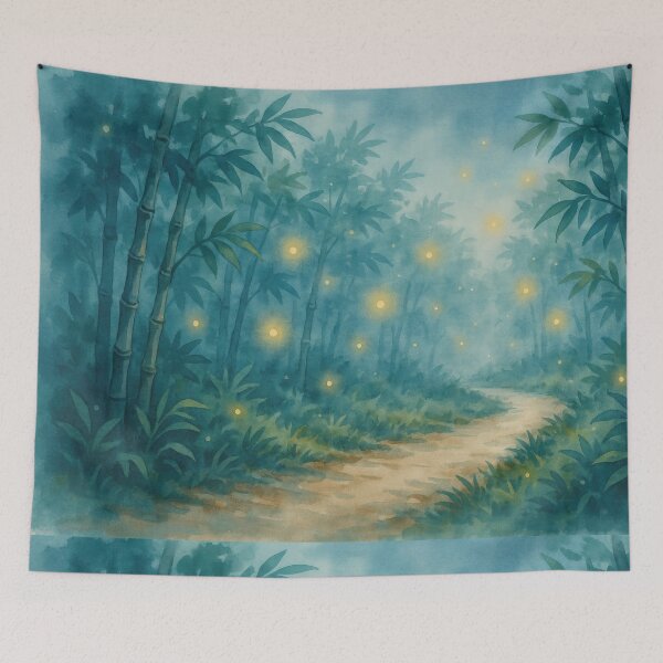 Item preview, Ghibli Style Watercolor Bamboo Forest Fireflies Pathway Illustration Vector designed and sold by Shutter-Dragon.