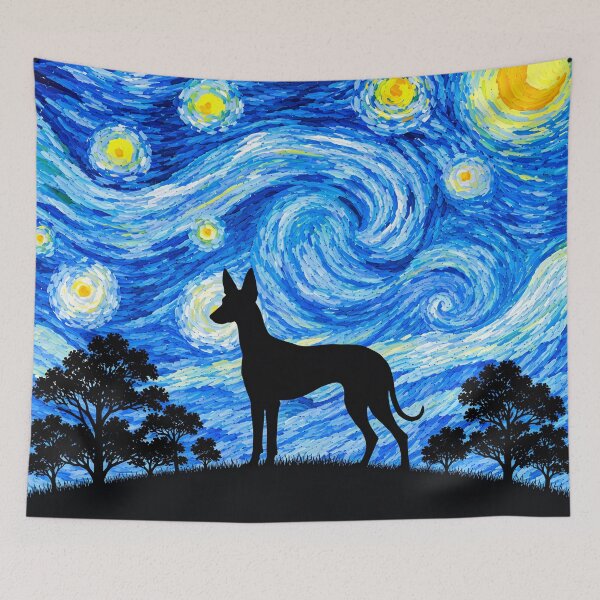Item preview, Funny Ibizan Hound Dog Starry Night Painting Moon Star Mom Dad Kids designed and sold by FurryHavenPH.