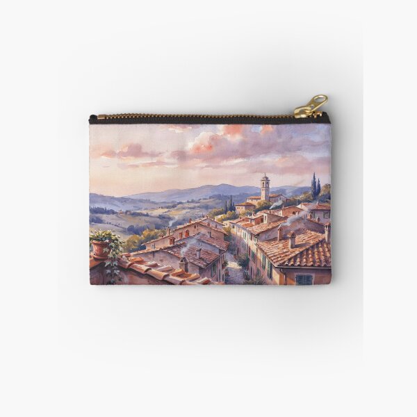 Item preview, Ghibli Style Watercolor Italian Village Tuscany Sunset Illustration Vector designed and sold by Shutter-Dragon.