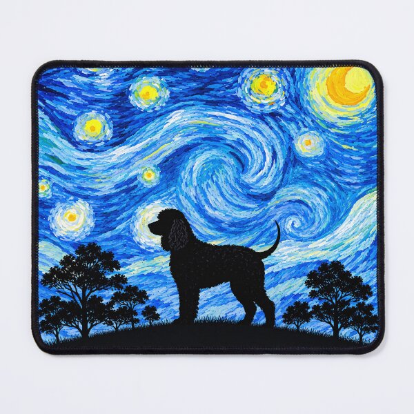 Item preview, Funny Irish Water Spaniel Dog Starry Night Painting Moon Star Mom Dad Kids designed and sold by FurryHavenPH.