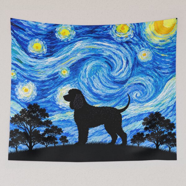 Item preview, Funny Irish Water Spaniel Dog Starry Night Painting Moon Star Mom Dad Kids designed and sold by FurryHavenPH.